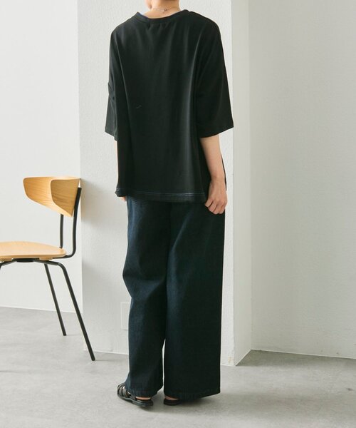 ear PAPILLONNER（イアパピヨネ）の「【ouchi企画】《接触冷感 /速乾 /UV加工》コラボTシャツ【SUM1 STYLE(スミスタイル)】（Tシャツ/カットソー・レディース・ホワイト/ブラック/ブラック系その他・FREE）」の7枚目の写真