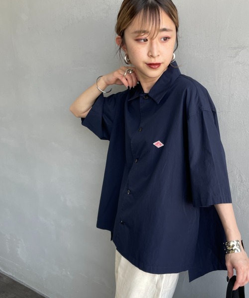 DANTON（ダントン）の「[DANTON/ダントン] コットンポプリン 半袖シャツ（シャツ/ブラウス・レディース・ネイビー/ブルー/ホワイト/グレイッシュベージュ・38）」の4枚目の写真