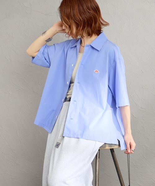 DANTON（ダントン）の「[DANTON/ダントン] コットンポプリン 半袖シャツ（シャツ/ブラウス・レディース・ネイビー/ブルー/ホワイト/グレイッシュベージュ・38）」の9枚目の写真