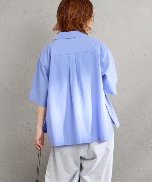 DANTON（ダントン）の「[DANTON/ダントン] コットンポプリン 半袖シャツ（シャツ/ブラウス・レディース・ネイビー/ブルー/ホワイト/グレイッシュベージュ・38）」の11枚目の写真