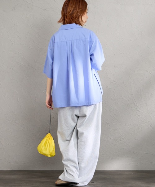 DANTON（ダントン）の「[DANTON/ダントン] コットンポプリン 半袖シャツ（シャツ/ブラウス・レディース・ネイビー/ブルー/ホワイト/グレイッシュベージュ・38）」の15枚目の写真