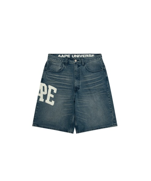 ★新品★ A BATHING APE エイプ ハーフパンツ デニム 総柄 L表記 AAPE DENIM SHORTS（デニムパンツ）｜AAPE BY A BATHING APE（エー