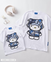 【72】【Sanrio/サンリオ】Y2Kスタイル/ハローキティ アイレット ラインストーン クルーネックTシャツ/ピチT/チビT/ユニセックス/新色追加