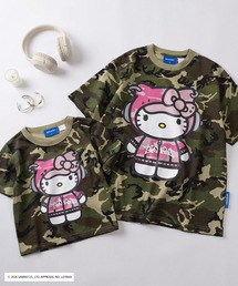 【72】【Sanrio/サンリオ】Y2Kスタイル/ハローキティ アイレット ラインストーン クルーネックTシャツ/ピチT/チビT/ユニセックス/新色追加