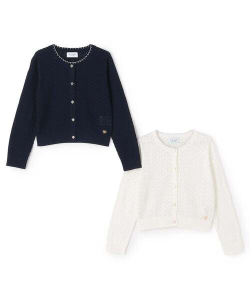 kate spade new york kids(ケイトスペードニューヨーク)の「アイレットカーディガン(カーディガン/ボレロ・キッズ・ネイビー/オフホワイト・90-100cm/S(110-120cm)/M(130-140cm)/L(150-160cm))」の3枚目の写真