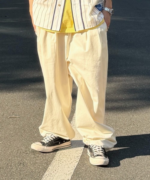 KEBOZ(ケボズ)の「LIGHT COTTON WIDE FIT EASY PANTS(カーゴパンツ・メンズ・ブラック/オリーブ/オフホワイト/ネイビー/ベージュ・M/XL/L)」の2枚目の写真