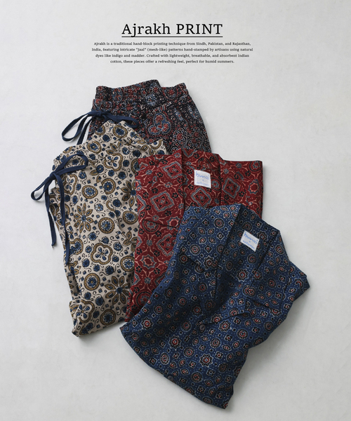 JOURNAL STANDARD relume(ジャーナルスタンダード レリューム)の「bunai / ブナイ 別注 アジュラク プリント イージーパンツ(その他パンツ・メンズ・アイボリー/ブラック/ネイビー/レッド・LARGE/MEDIUM)」の6枚目の写真