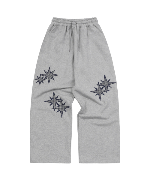 S'EST(エスイーエスティー)の「Twin Star Applique Training Pants Gray(スウェットパンツ・メンズ・グレー・SMALL/MEDIUM)」の1枚目の写真