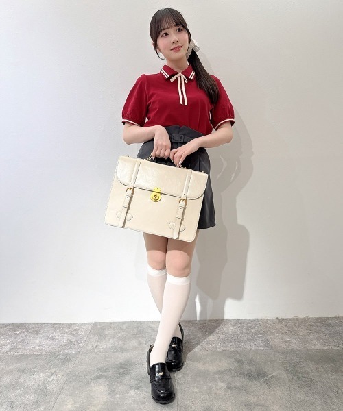 F i.n.t(フィント)の「リボンタイ付きライン入りポロシャツ/fint フィント(ポロシャツ・レディース・レッド/グリーン/オフホワイト・FREE)」の22枚目の写真