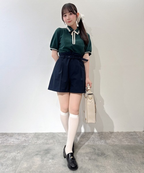F i.n.t(フィント)の「リボンタイ付きライン入りポロシャツ/fint フィント(ポロシャツ・レディース・レッド/グリーン/オフホワイト・FREE)」の22枚目の写真