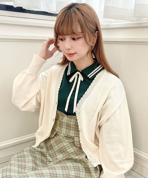 F i.n.t(フィント)の「リボンタイ付きライン入りポロシャツ/fint フィント(ポロシャツ・レディース・レッド/グリーン/オフホワイト・FREE)」の17枚目の写真