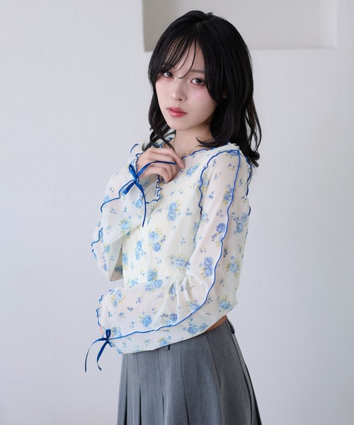 kutir(クティール)の「袖リボンシアーメロートップス(Tシャツ/カットソー・レディース・アイボリー/ブルー/その他/ナチュラル/ブラウン/ライトブルー・FREE)」の5枚目の写真