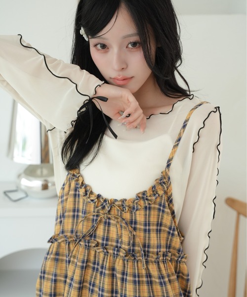 kutir(クティール)の「袖リボンシアーメロートップス(Tシャツ/カットソー・レディース・アイボリー/ブルー/その他/ナチュラル/ブラウン/ライトブルー・FREE)」の1枚目の写真