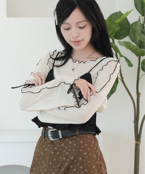 kutir(クティール)の「袖リボンシアーメロートップス(Tシャツ/カットソー・レディース・アイボリー/ブルー/その他/ナチュラル/ブラウン/ライトブルー・FREE)」の15枚目の写真