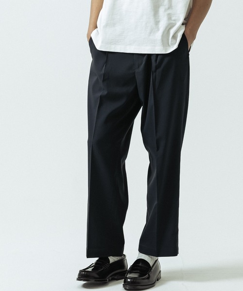 SLICK(スリック)の「【SLICK/スリック】Linen Like Fabric One Tuck Tapered Slacks/リネンライクファブリックワンタックテーパードスラックス(スラックス・メンズ・ベージュ/チャコールグレー/ネイビー・1/2/3)」の3枚目の写真