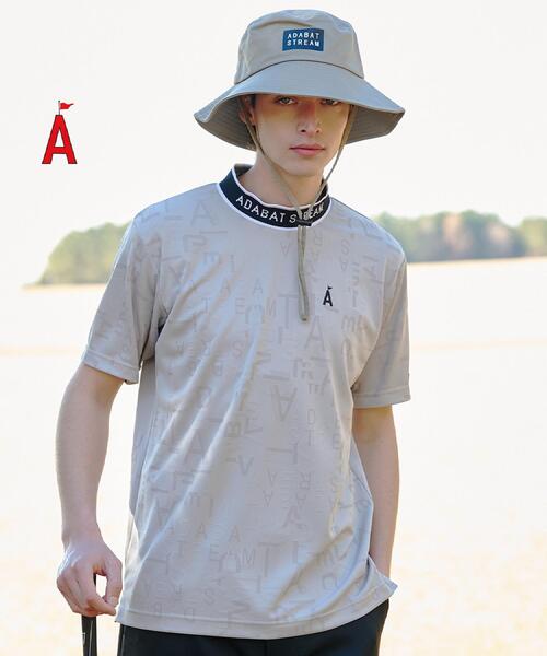 ADABAT STREAM（アダバットストリーム）の「3Dロゴジャカード半袖モックT（Tシャツ/カットソー・メンズ・ベージュ系3/ブラック系3・46/48/50/52）」の2枚目の写真
