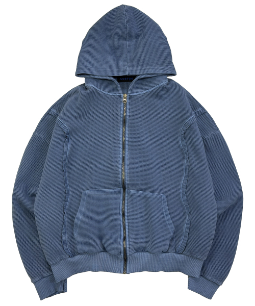 Логотип‑мен Waffle full‑hood full zip hoodie blue — толстовка на молнии с капюшоном