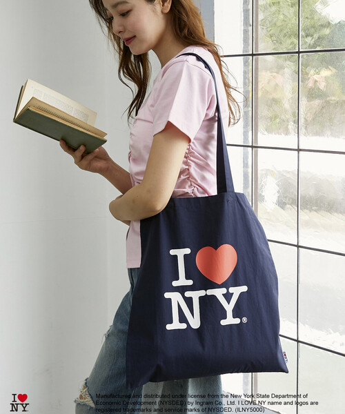 PUBLUX(パブリュクス)の「PUBLUX/パブリュクス I LOVE NY ロゴ プリント トートバッグ 限定展開(ショルダーバッグ・レディース・イエロー/グリーン/ピンク/ネイビー/オフホワイト・ONE SIZE)」の3枚目の写真