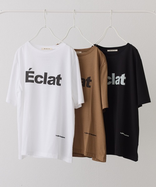 PUAL CE CIN(ピュアルセシン)の「シルケットロゴプリント×刺繍Tシャツ(Tシャツ/カットソー・レディース・ブラック/オフホワイト/キャメル・FREE)」の4枚目の写真