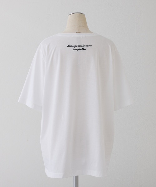 PUAL CE CIN(ピュアルセシン)の「シルケットロゴプリント×刺繍Tシャツ(Tシャツ/カットソー・レディース・ブラック/オフホワイト/キャメル・FREE)」の20枚目の写真