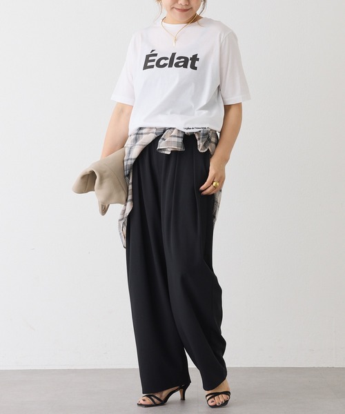 PUAL CE CIN(ピュアルセシン)の「シルケットロゴプリント×刺繍Tシャツ(Tシャツ/カットソー・レディース・ブラック/オフホワイト/キャメル・FREE)」の5枚目の写真