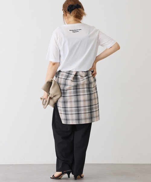 PUAL CE CIN(ピュアルセシン)の「シルケットロゴプリント×刺繍Tシャツ(Tシャツ/カットソー・レディース・ブラック/オフホワイト/キャメル・FREE)」の6枚目の写真