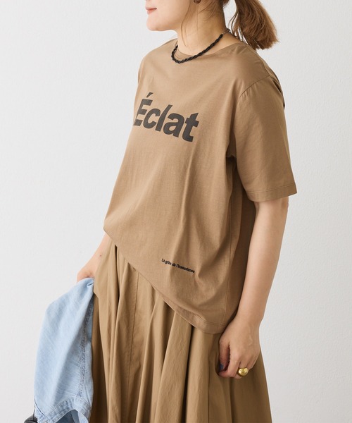 PUAL CE CIN(ピュアルセシン)の「シルケットロゴプリント×刺繍Tシャツ(Tシャツ/カットソー・レディース・ブラック/オフホワイト/キャメル・FREE)」の9枚目の写真