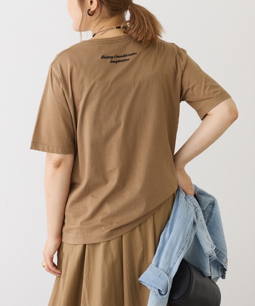 PUAL CE CIN(ピュアルセシン)の「シルケットロゴプリント×刺繍Tシャツ(Tシャツ/カットソー・レディース・ブラック/オフホワイト/キャメル・FREE)」の10枚目の写真