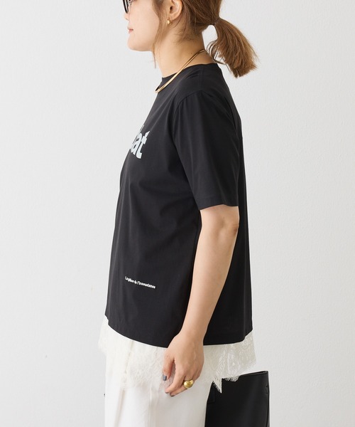 PUAL CE CIN(ピュアルセシン)の「シルケットロゴプリント×刺繍Tシャツ(Tシャツ/カットソー・レディース・ブラック/オフホワイト/キャメル・FREE)」の14枚目の写真