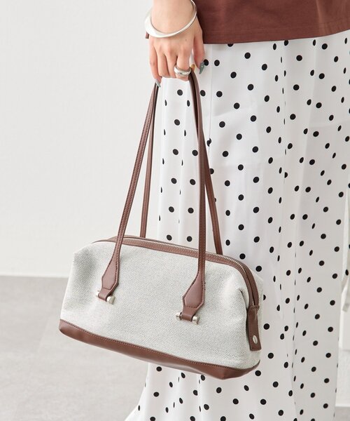 mystic（ミスティック）の「WハンドルワイドボストンコンビBAG（トートバッグ・レディース・ブラック/ブラウン・ONE SIZE）」の2枚目の写真