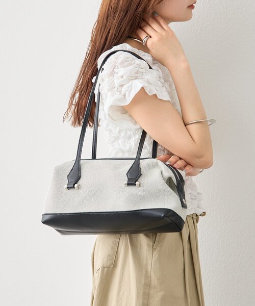 mystic（ミスティック）の「WハンドルワイドボストンコンビBAG（トートバッグ・レディース・ブラック/ブラウン・ONE SIZE）」の5枚目の写真