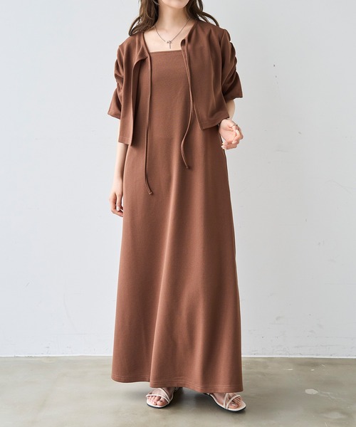 mil(ミル)の「マルチway カーデセット キャミワンピース / セットアップ キャミワンピース【587219】(ワンピース・レディース・ブラウン/ブラック/サンドベージュ・S/XS)」の3枚目の写真