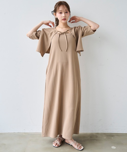 mil(ミル)の「マルチway カーデセット キャミワンピース / セットアップ キャミワンピース【587219】(ワンピース・レディース・ブラウン/ブラック/サンドベージュ・S/XS)」の1枚目の写真