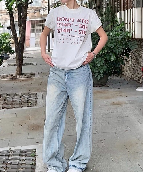 LYEON（リヨン）の「カレッジプリントTシャツ（Tシャツ/カットソー・レディース・グレー/オフホワイト/ブラック・FREE）」の8枚目の写真