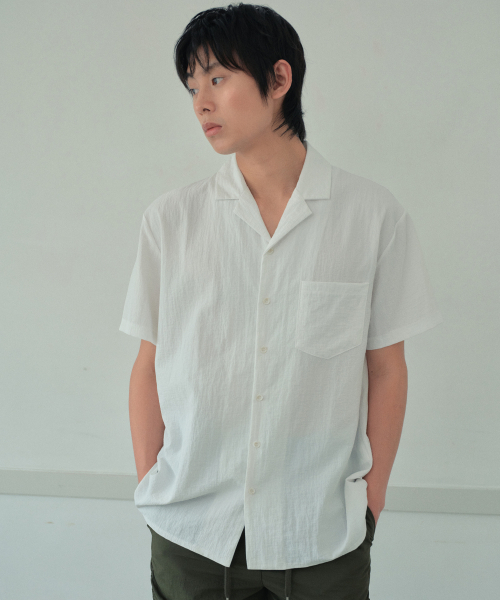 WEDNESDAY OASIS(ウェンズデーオアシス)の「ヨルオープンカラーシャツ_IVORY(WB6SH04)(シャツ/ブラウス・メンズ・アイボリー・MEDIUM/LARGE)」の1枚目の写真