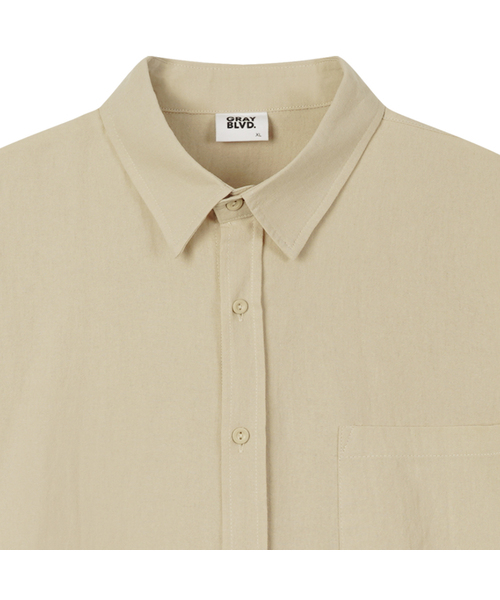 GRAYBLVD（グレイブラバット）の「リネンライク駒半袖シャツ (5COLOR)（シャツ/ブラウス・レディース・ブラック/スカイブルー/カーキ/ホワイト/ベージュ・MEDIUM/LARGE/X-LARGE）」の3枚目の写真