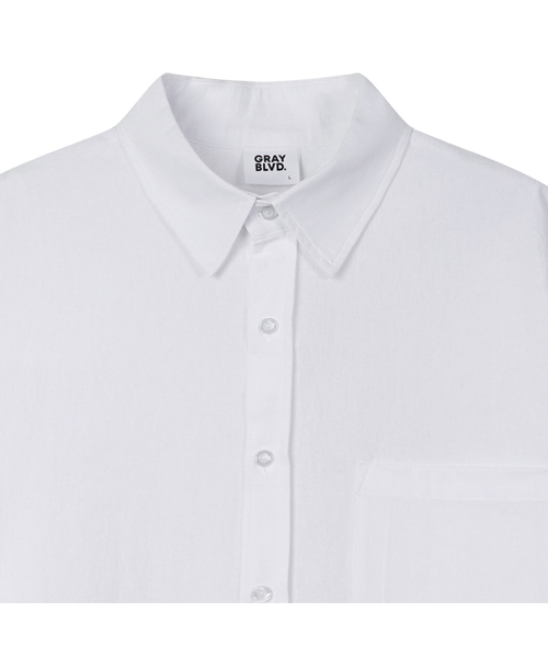 GRAYBLVD（グレイブラバット）の「リネンライク駒半袖シャツ (5COLOR)（シャツ/ブラウス・レディース・ブラック/スカイブルー/カーキ/ホワイト/ベージュ・MEDIUM/LARGE/X-LARGE）」の2枚目の写真