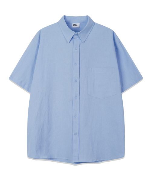 GRAYBLVD（グレイブラバット）の「リネンライク駒半袖シャツ (5COLOR)（シャツ/ブラウス・レディース・ブラック/スカイブルー/カーキ/ホワイト/ベージュ・MEDIUM/LARGE/X-LARGE）」の18枚目の写真