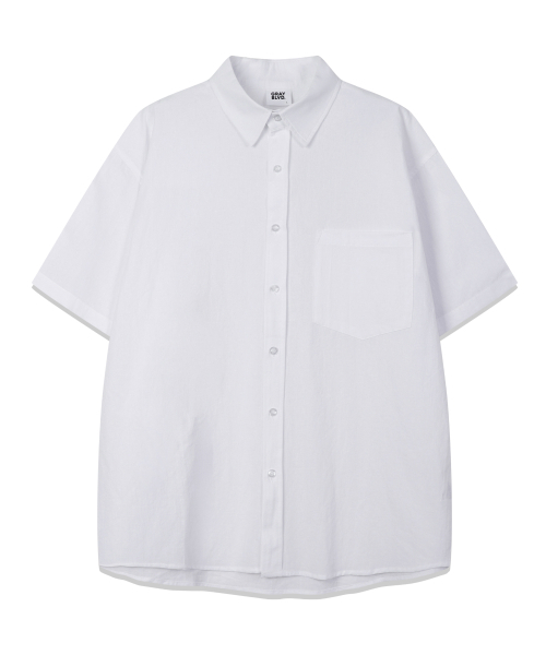 GRAYBLVD（グレイブラバット）の「リネンライク駒半袖シャツ (5COLOR)（シャツ/ブラウス・レディース・ブラック/スカイブルー/カーキ/ホワイト/ベージュ・MEDIUM/LARGE/X-LARGE）」の9枚目の写真
