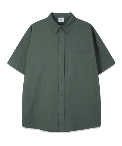 GRAYBLVD（グレイブラバット）の「リネンライク駒半袖シャツ (5COLOR)（シャツ/ブラウス・レディース・ブラック/スカイブルー/カーキ/ホワイト/ベージュ・MEDIUM/LARGE/X-LARGE）」の11枚目の写真