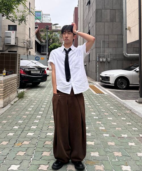 GRAYBLVD（グレイブラバット）の「リネンライク駒半袖シャツ (5COLOR)（シャツ/ブラウス・レディース・ブラック/スカイブルー/カーキ/ホワイト/ベージュ・MEDIUM/LARGE/X-LARGE）」の16枚目の写真