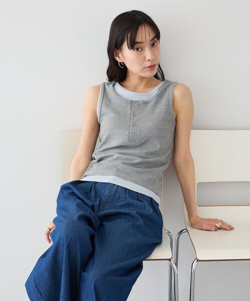 CRAFT STANDARD BOUTIQUE（クラフトスタンダードブティック）の「2点セット/レイヤードタンクトップ（タンクトップ・レディース・ブラック/杢グレー/ブラウン・FREE）」の5枚目の写真