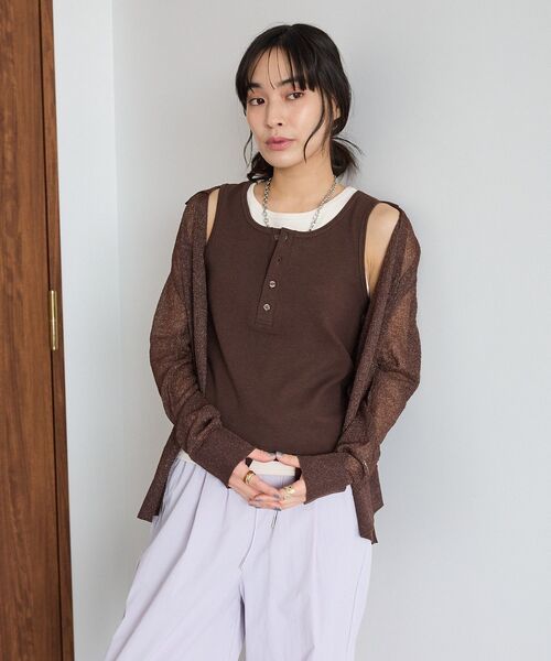 CRAFT STANDARD BOUTIQUE（クラフトスタンダードブティック）の「2点セット/レイヤードタンクトップ（タンクトップ・レディース・ブラック/杢グレー/ブラウン・FREE）」の11枚目の写真