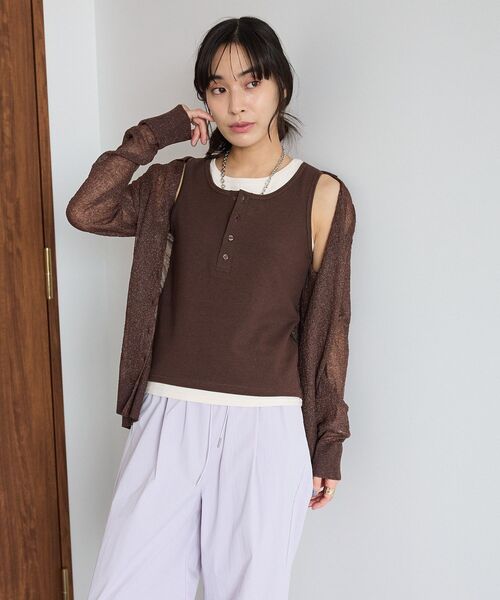 CRAFT STANDARD BOUTIQUE（クラフトスタンダードブティック）の「2点セット/レイヤードタンクトップ（タンクトップ・レディース・ブラック/杢グレー/ブラウン・FREE）」の12枚目の写真