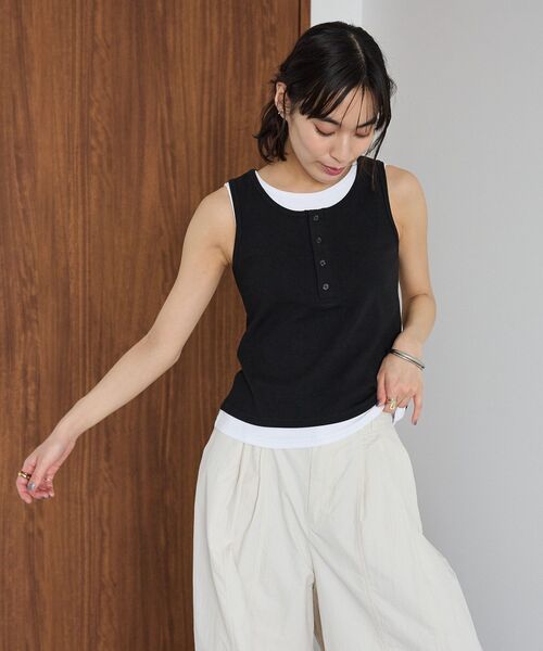 CRAFT STANDARD BOUTIQUE（クラフトスタンダードブティック）の「2点セット/レイヤードタンクトップ（タンクトップ・レディース・ブラック/杢グレー/ブラウン・FREE）」の16枚目の写真