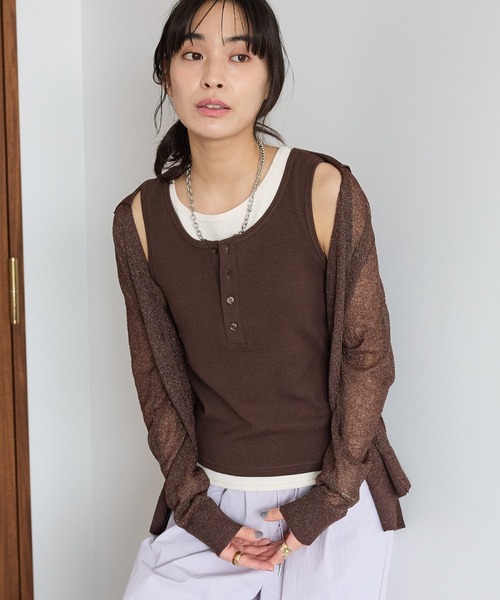 CRAFT STANDARD BOUTIQUE（クラフトスタンダードブティック）の「2点セット/レイヤードタンクトップ（タンクトップ・レディース・ブラック/杢グレー/ブラウン・FREE）」の3枚目の写真