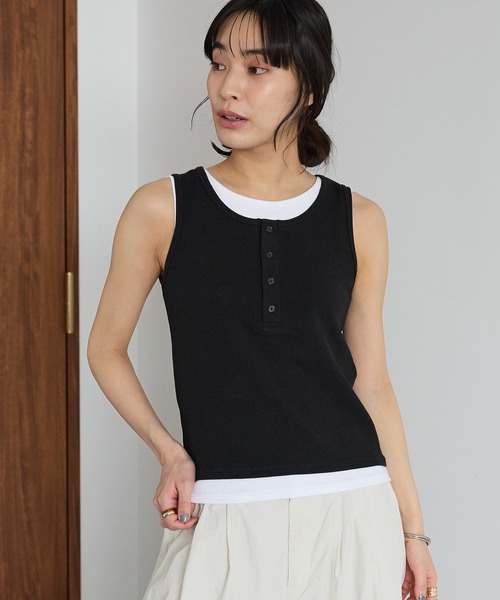 CRAFT STANDARD BOUTIQUE（クラフトスタンダードブティック）の「2点セット/レイヤードタンクトップ（タンクトップ・レディース・ブラック/杢グレー/ブラウン・FREE）」の2枚目の写真