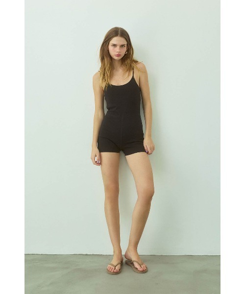 ALEXIA STAM(アリシアスタン)の「Rib Cami Romper /パッドinキャミロンパース(サロペット/オーバーオール・レディース・グレー/ブラック/オートミール・S/L/M)」の4枚目の写真