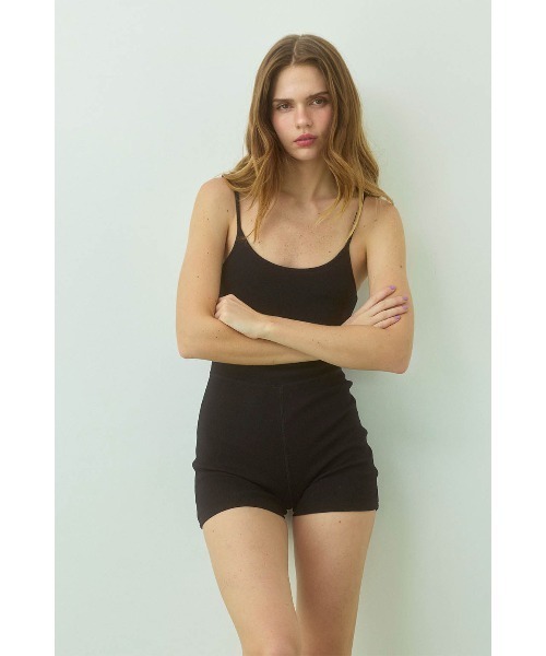 ALEXIA STAM(アリシアスタン)の「Rib Cami Romper /パッドinキャミロンパース(サロペット/オーバーオール・レディース・グレー/ブラック/オートミール・S/L/M)」の6枚目の写真