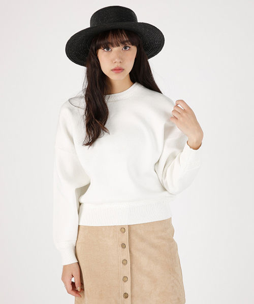 MOUSSY（マウジー）の「WIDE SLEEVE SWEATER（ニット/セーター・レディース・ホワイト/トップグレー/イエロー系その他/カーキ・FREE）」の2枚目の写真
